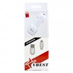 Wholesale V8V9 Micro Heavy Duty 2 in 1 Dual Car Charger V1 (Car White)